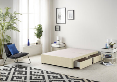Somnior Beds Somnior Platform Divan Base Linen Beige With 2 Drawers - Single - image 1
