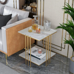 High-Grade Natural Marble Square Side End Table Coffee Accent Table - thumbnail 6