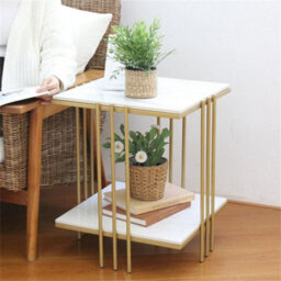 High-Grade Natural Marble Square Side End Table Coffee Accent Table - thumbnail 4