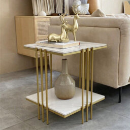 High-Grade Natural Marble Square Side End Table Coffee Accent Table - thumbnail 3