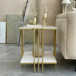 High-Grade Natural Marble Square Side End Table Coffee Accent Table