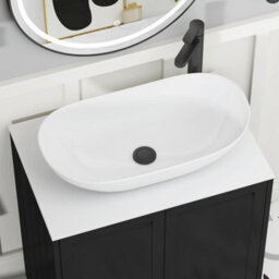 Royal Bathrooms Royal Bathroom Elmore 700mm Matt Nocturne Black Wall Mounted Bathroom Vanity Unit 2 Drawer Plain White Worktop With Cesar Basin - thumbnail 4