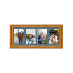 AK Frames 50X20Cm Oak Classic Multi Photo Frame With Pompadour Mount - Holds 4 Apertures (4X) 6X4 Photos - thumbnail 1