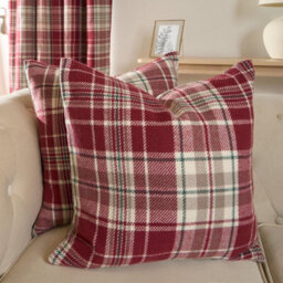 OHS Woven Check Cushion Covers Tartan Pack Of 4 Pillow, 45 X 45Cm - Red - thumbnail 3