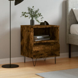 Berkfield Bedside Cabinet Smoked Oak 40X35X50 Cm Engineered Wood - thumbnail 1