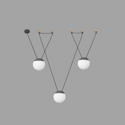 Luminosa Lighting Luminosa Mine 3 Light Ceiling Pendant Wood, Dark Grey, E27 - image 1