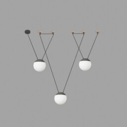 Luminosa Lighting Luminosa Mine 3 Light Ceiling Pendant Wood, Dark Grey, E27 - thumbnail 1