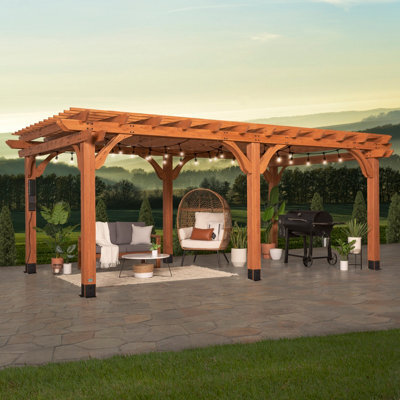 Backyard Discovery Beaumont 6.1M X 3.7M Cedar Wood Outdoor Patio Pergola Kit With Trellis Roof And Powerport - image 1
