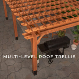 Backyard Discovery Beaumont 6.1M X 3.7M Cedar Wood Outdoor Patio Pergola Kit With Trellis Roof And Powerport - thumbnail 5