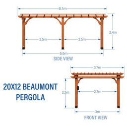 Backyard Discovery Beaumont 6.1M X 3.7M Cedar Wood Outdoor Patio Pergola Kit With Trellis Roof And Powerport - thumbnail 3