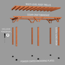 Backyard Discovery Beaumont 6.1M X 3.7M Cedar Wood Outdoor Patio Pergola Kit With Trellis Roof And Powerport - thumbnail 9