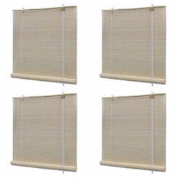Walplus Natural Bamboo Roller Blinds 4 Pcs 120X160 Cm