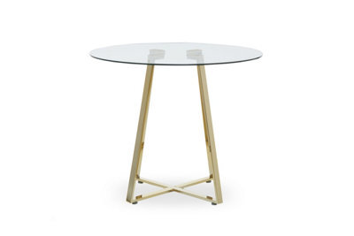 Orsina Metropolitan Round Gold Finish Dining Table - image 1
