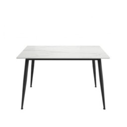 LPD Luna Marble Effect Dining Set-Ceramic Top With Black Metal Legs Chairs (3 Packs) - thumbnail 2