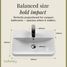 Balterley Flashbrook Modern Bathroom Floor Standing 2 Door Vanity Unit Basin, Gloss White, 505mm - thumbnail 6