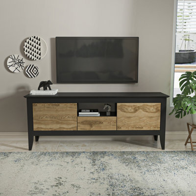 Decorotika Verde Tv Stand Tv Unit For Tvs Up To 59Inch Black Oak - image 1