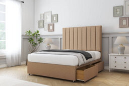 "Sloomy Kansas Latte Dumfries Divan Bed Base 2 Drawers Same Side With 54"" Floor Standing Headboard 2'6 Small Single" - thumbnail 4