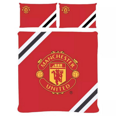 Manchester United Fc Stripe Reversible Duvet Cover Set Red/yellow (Double) - image 1