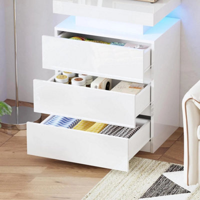White High Gloss 6-Drawer Chest With Led Lights Modern Bedroom Storage Cabinet - image 1