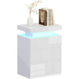White High Gloss 6-Drawer Chest With Led Lights Modern Bedroom Storage Cabinet - thumbnail 5