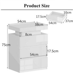 White High Gloss 6-Drawer Chest With Led Lights Modern Bedroom Storage Cabinet - thumbnail 2