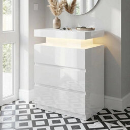 White High Gloss 6-Drawer Chest With Led Lights Modern Bedroom Storage Cabinet - thumbnail 3