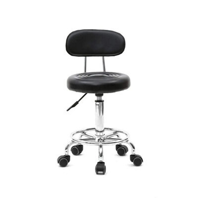 Wheels Salon Chair Swivel Stool With Back Height Adjustable - image 1