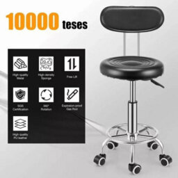 Wheels Salon Chair Swivel Stool With Back Height Adjustable - thumbnail 5