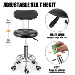 Wheels Salon Chair Swivel Stool With Back Height Adjustable - thumbnail 3