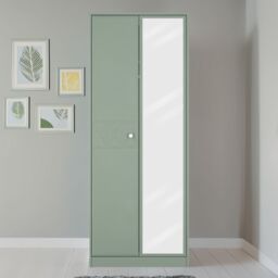 San Jose Ready Assembled Contemporary Matt Green Tall Double Wardrobe With 1 Mirror Door (H)1960mm (W)740mm (D)520mm - thumbnail 3