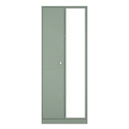 San Jose Ready Assembled Contemporary Matt Green Tall Double Wardrobe With 1 Mirror Door (H)1960mm (W)740mm (D)520mm - thumbnail 2