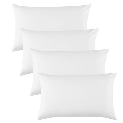 Oxford Homeware Plain Dyed Pillowcase 2 Pair (W)50X(L)75 Cm- Soft Breathable Easy Care Standard Bed Pillow Covers White(Pack Of 4)