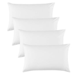 Oxford Homeware Plain Dyed Pillowcase 2 Pair (W)50X(L)75 Cm- Soft Breathable Easy Care Standard Bed Pillow Covers White(Pack Of 4) - thumbnail 1