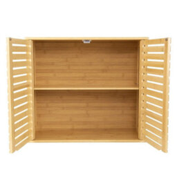 Bamboo Bathroom Storage Cabinet Adjustable Shelf Height Organizer Unit Rack - thumbnail 4