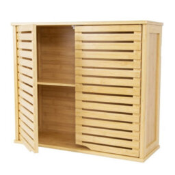 Bamboo Bathroom Storage Cabinet Adjustable Shelf Height Organizer Unit Rack - thumbnail 3