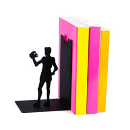 Balvi Bookend Black Metal Decorative Shakespeare Hamlet Theatre Upright Book Ends For Shelves