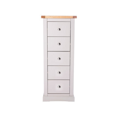 Cabinet Bits Loreo 5 Drawer Narrow Chest Of Drawers Chrome Knob - image 1
