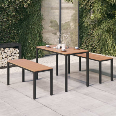 Berkfield 3 Piece Garden Dining Set Steel And Wpc Brown And Black - image 1