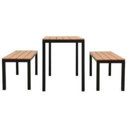 Berkfield 3 Piece Garden Dining Set Steel And Wpc Brown And Black - thumbnail 3