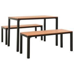 Berkfield 3 Piece Garden Dining Set Steel And Wpc Brown And Black - thumbnail 2