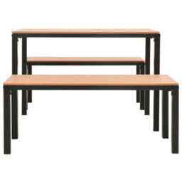 Berkfield 3 Piece Garden Dining Set Steel And Wpc Brown And Black - thumbnail 4