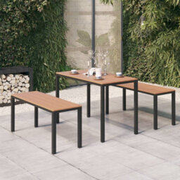 Berkfield 3 Piece Garden Dining Set Steel And Wpc Brown And Black - thumbnail 1