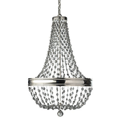 Elegant 8 Bulb Chandelier Ceiling Light In Polished Nickel Finish With Led E14 60W Bulbs - image 1