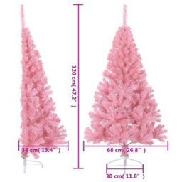 Vidaxl Artificial Half Christmas Tree With Stand Pink 120 Cm Pvc - thumbnail 3