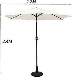 Vivo 2.7M Garden Parasol Round Garden Umbrella Sun Shading With Hand Crank, Tilt Function (Uv 30+) (Cream) - thumbnail 7