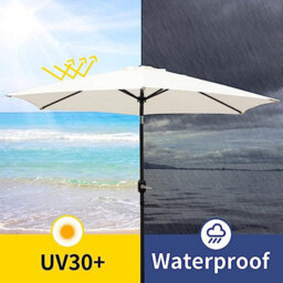 Vivo 2.7M Garden Parasol Round Garden Umbrella Sun Shading With Hand Crank, Tilt Function (Uv 30+) (Cream) - thumbnail 5