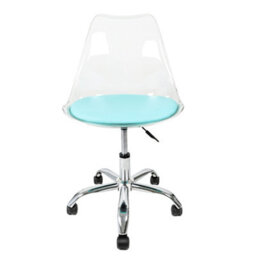 Fusion Living Soho Clear Plastic Dining Chair With Swivel Base Aqua - thumbnail 2