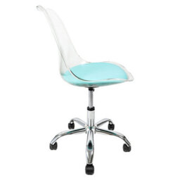 Fusion Living Soho Clear Plastic Dining Chair With Swivel Base Aqua - thumbnail 3