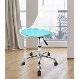 Fusion Living Soho Clear Plastic Dining Chair With Swivel Base Aqua - thumbnail 6