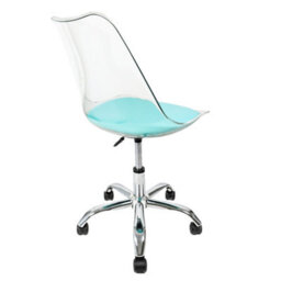 Fusion Living Soho Clear Plastic Dining Chair With Swivel Base Aqua - thumbnail 4